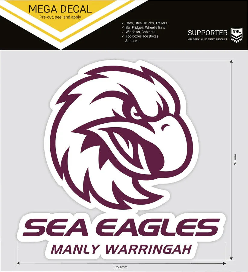 NRL Mega Decal - Manly Sea Eagles (2024) - Car Sticker 250mm - Image 2
