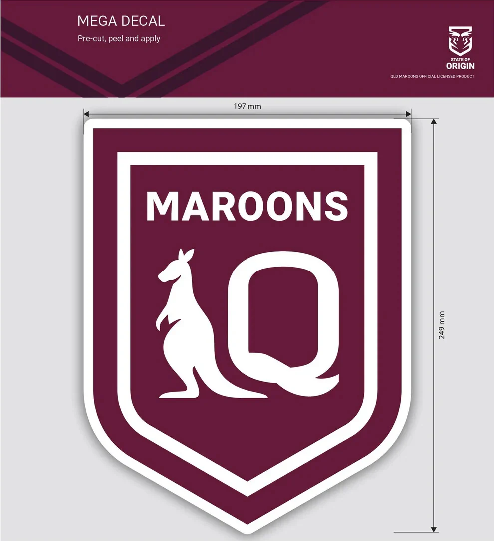 NRL Mega Decal New Design - Queensland Maroons - QLD - Car Sticker 250mm