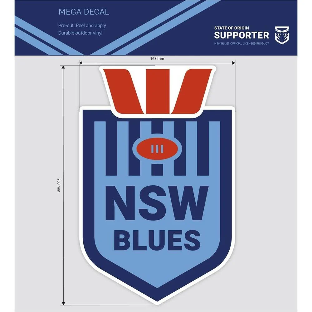 NRL Mega Decal - New South Wales Blues - NSW - Car Sticker 250mm