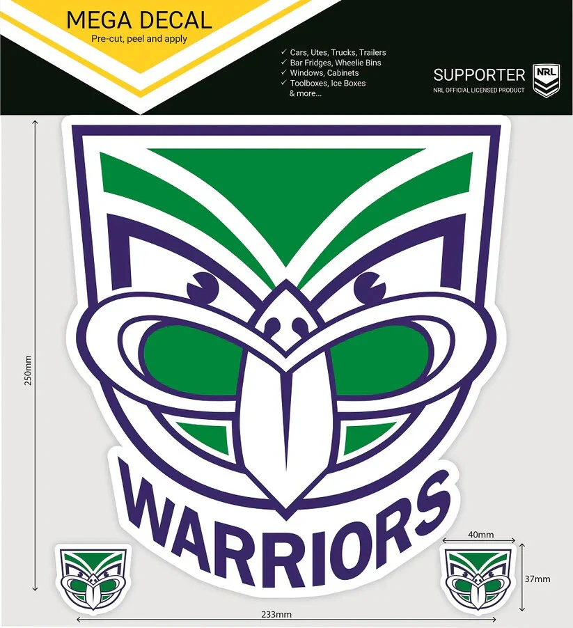 NRL Mega Decal - New Zealand Warriors - Car Sticker 250mm - NEW - Image 2