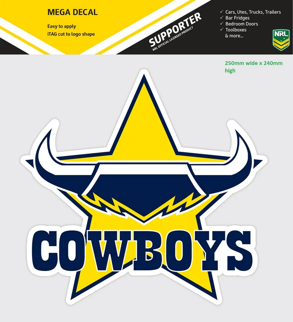 NRL Mega Decal - North Queensland Cowboys - Car Sticker 250mm