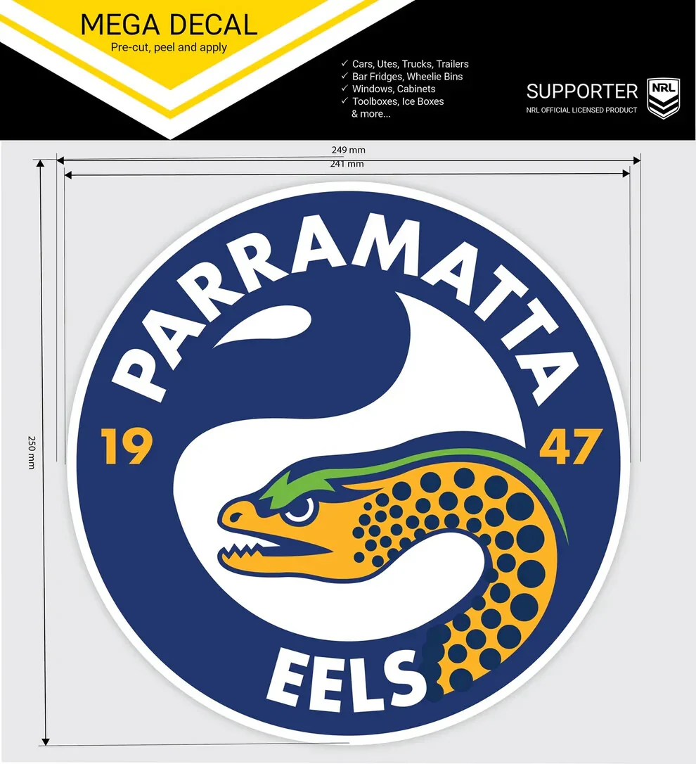 NRL Mega Decal - Parramatta Eels - Car Sticker 250mm