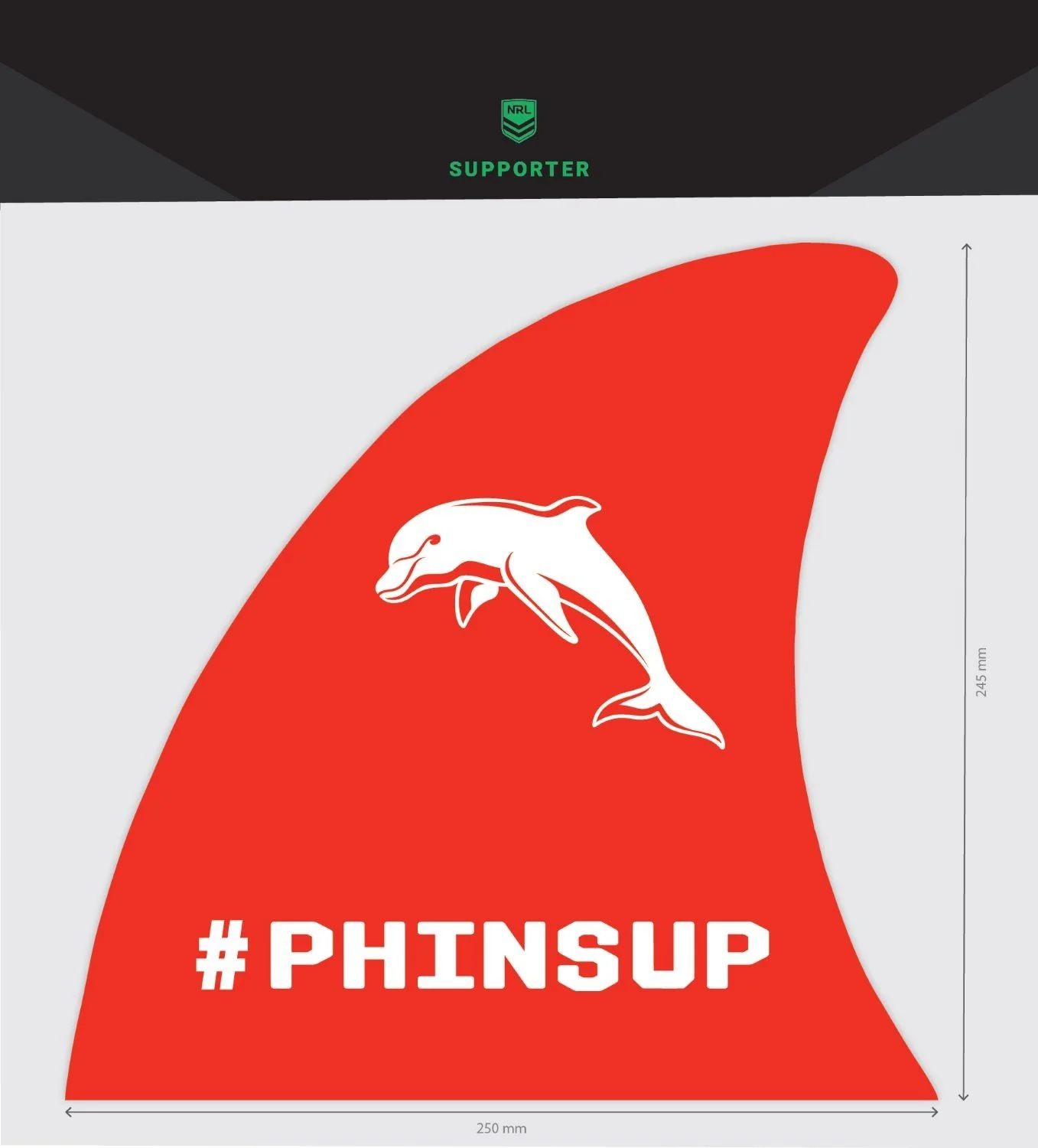 NRL Mega Decal Sticker Dolphins PHINS UP 25x24cm