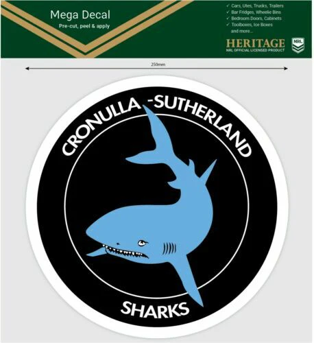 NRL Mega Heritage Decal - Cronulla Sharks - Car Sticker 250mm - Image 2