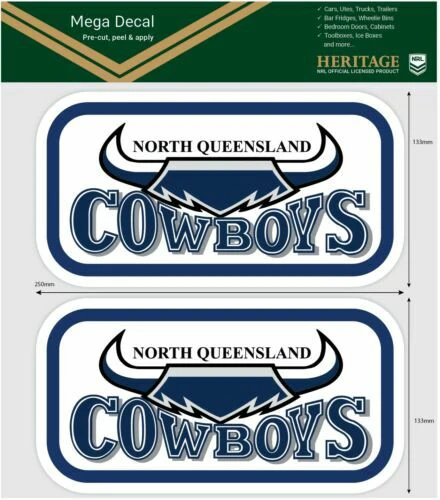 NRL Mega Heritage Decal - North Queensland Cowboys - Car Sticker 250mm - Image 2