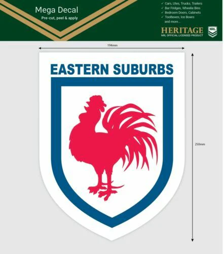 NRL Mega Heritage Decal - Sydney Roosters - Car Sticker 250mm