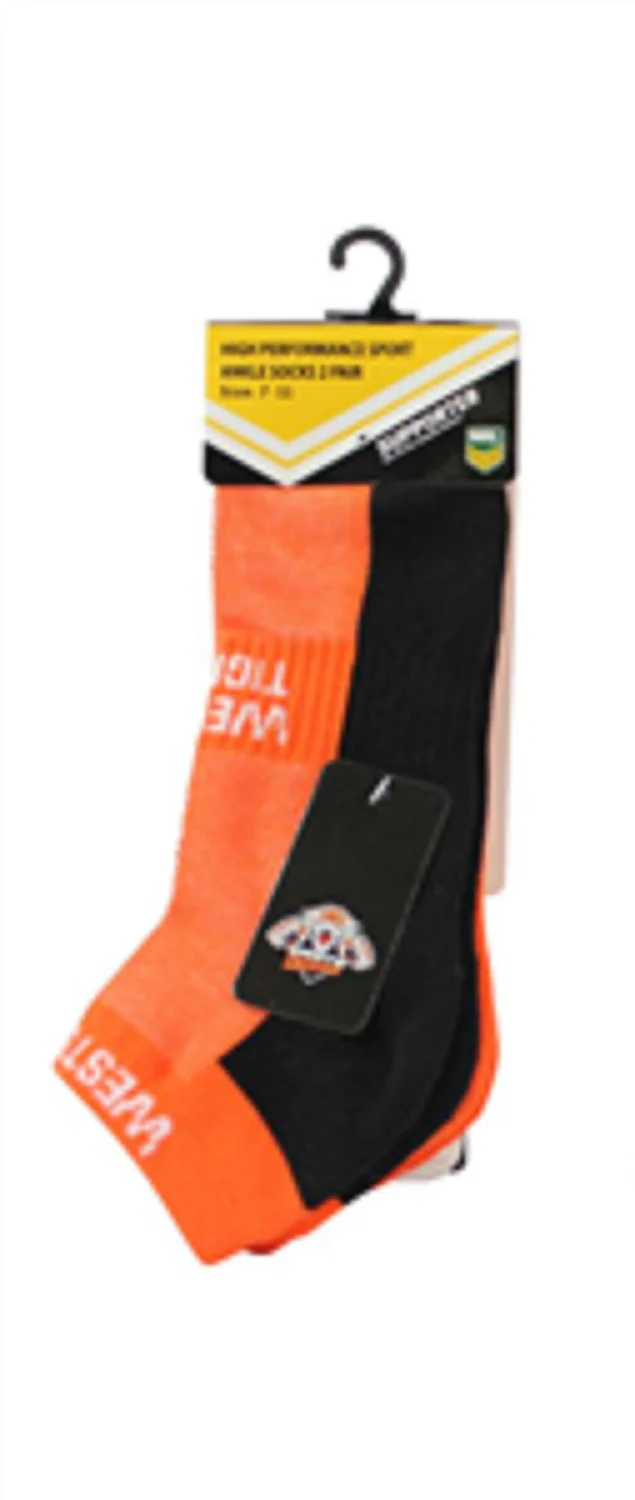 NRL Mens Ankle Socks - West Tigers - Set Of Two - Sock