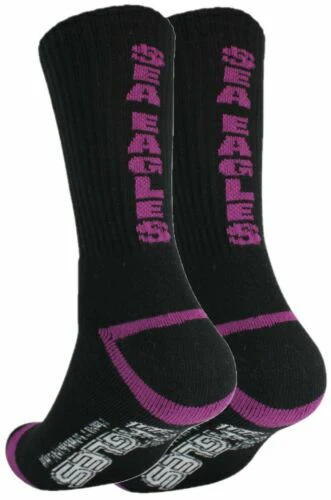 NRL Mens Crew Socks - Manly Sea Eagles - One Set - Sock - Black
