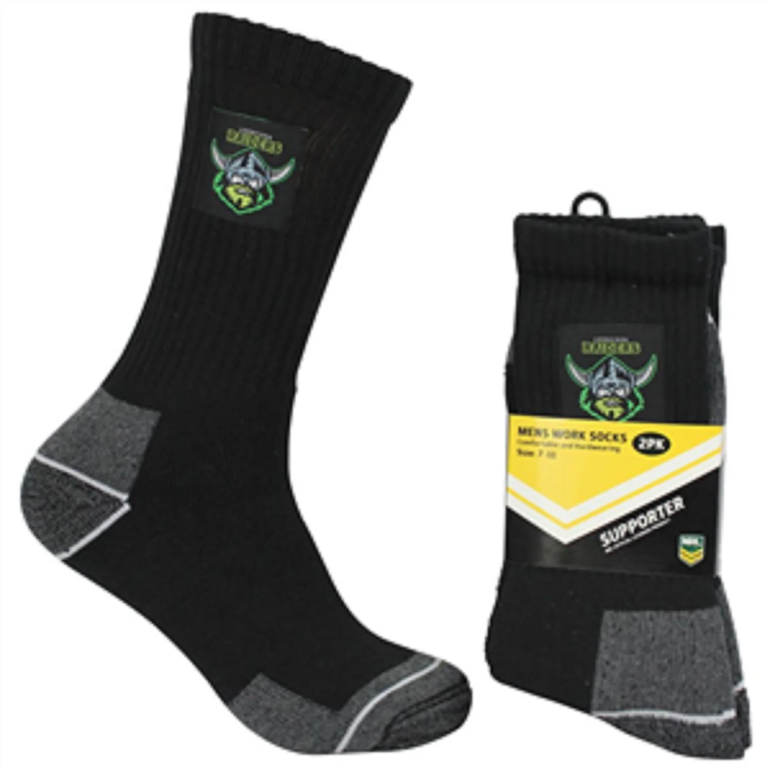 NRL Mens Work Socks Two Pack - Canberra Raiders