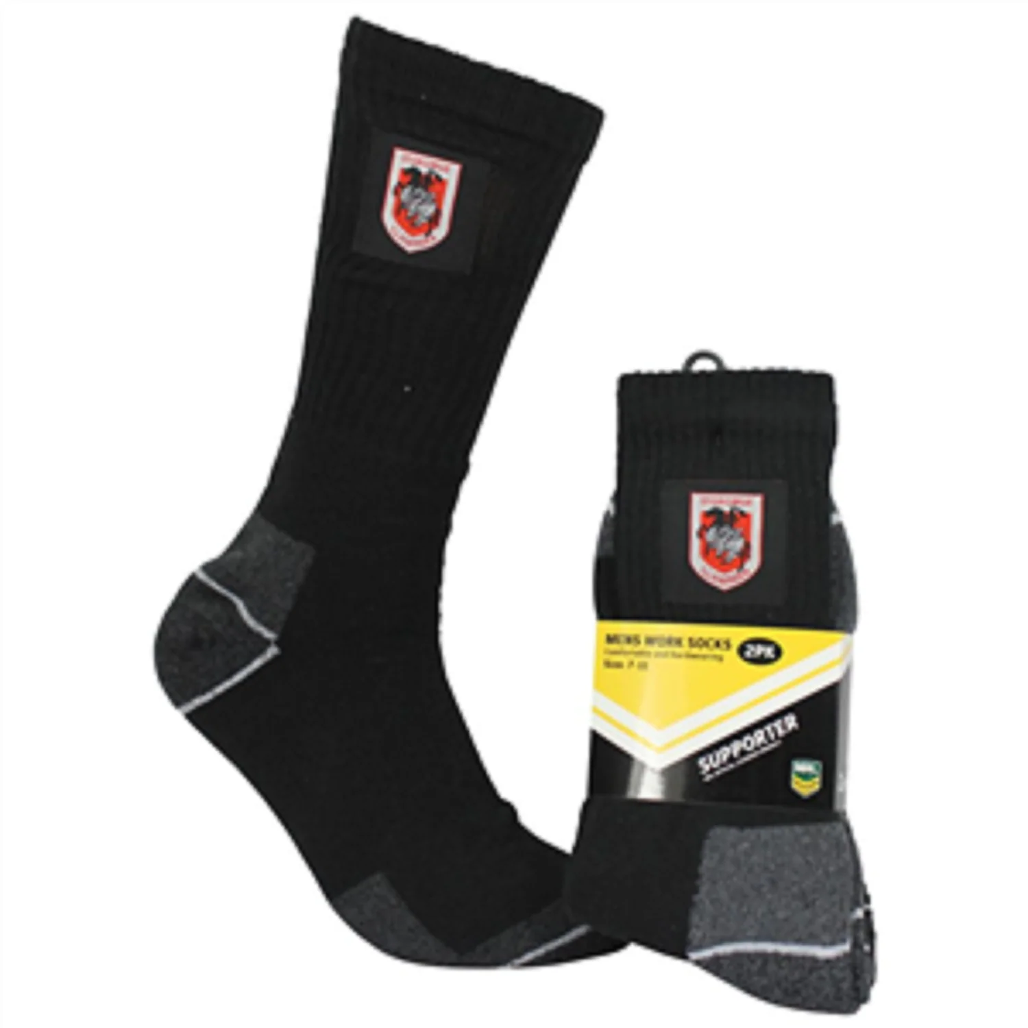 NRL Mens Work Socks Two Pack - St George Illawarra Dragons
