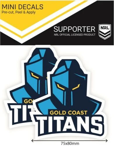 NRL Mini Decal - Gold Coast Titans - Sticker Set Of 2 - 8x7cm