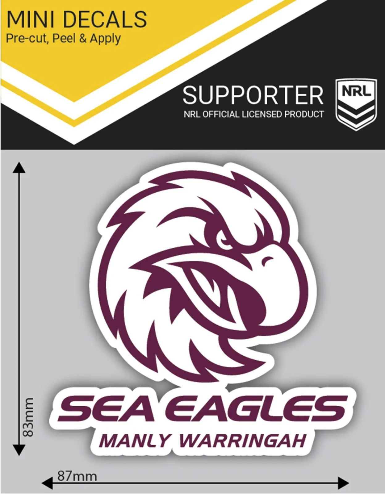 NRL Mini Decal - Manly Sea Eagles - Single Sticker