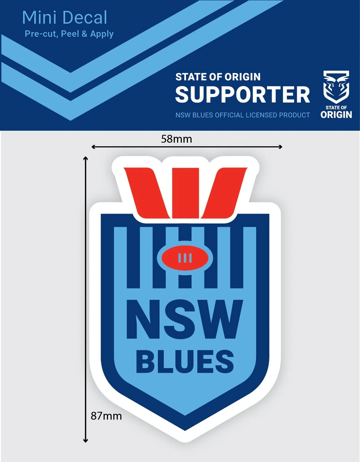 NRL Mini Decal - New South Wales Blues - NSW - Single Sticker