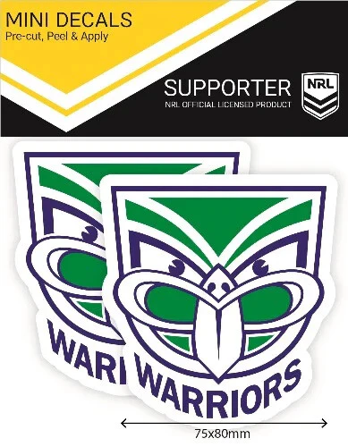NRL Mini Decal - New Zealand Warriors - Blue/Green - Sticker Set Of 2 - 8x7cm - Image 2