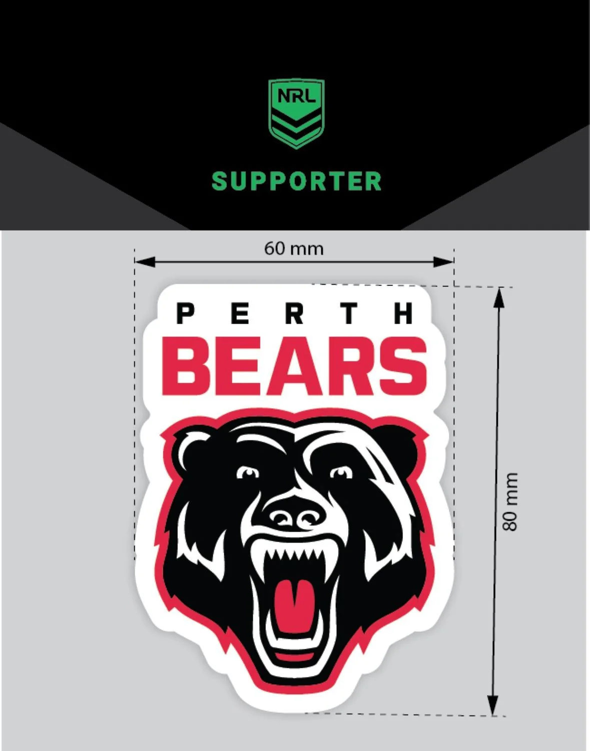 NRL Mini Decal  Perth Bears  Single Sticker - Image 2