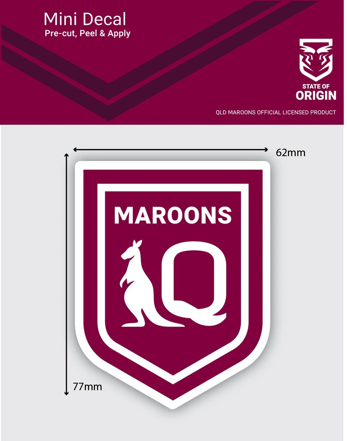 NRL Mini Decal - Queensland Maroons - QLD - Single Sticker - Image 2