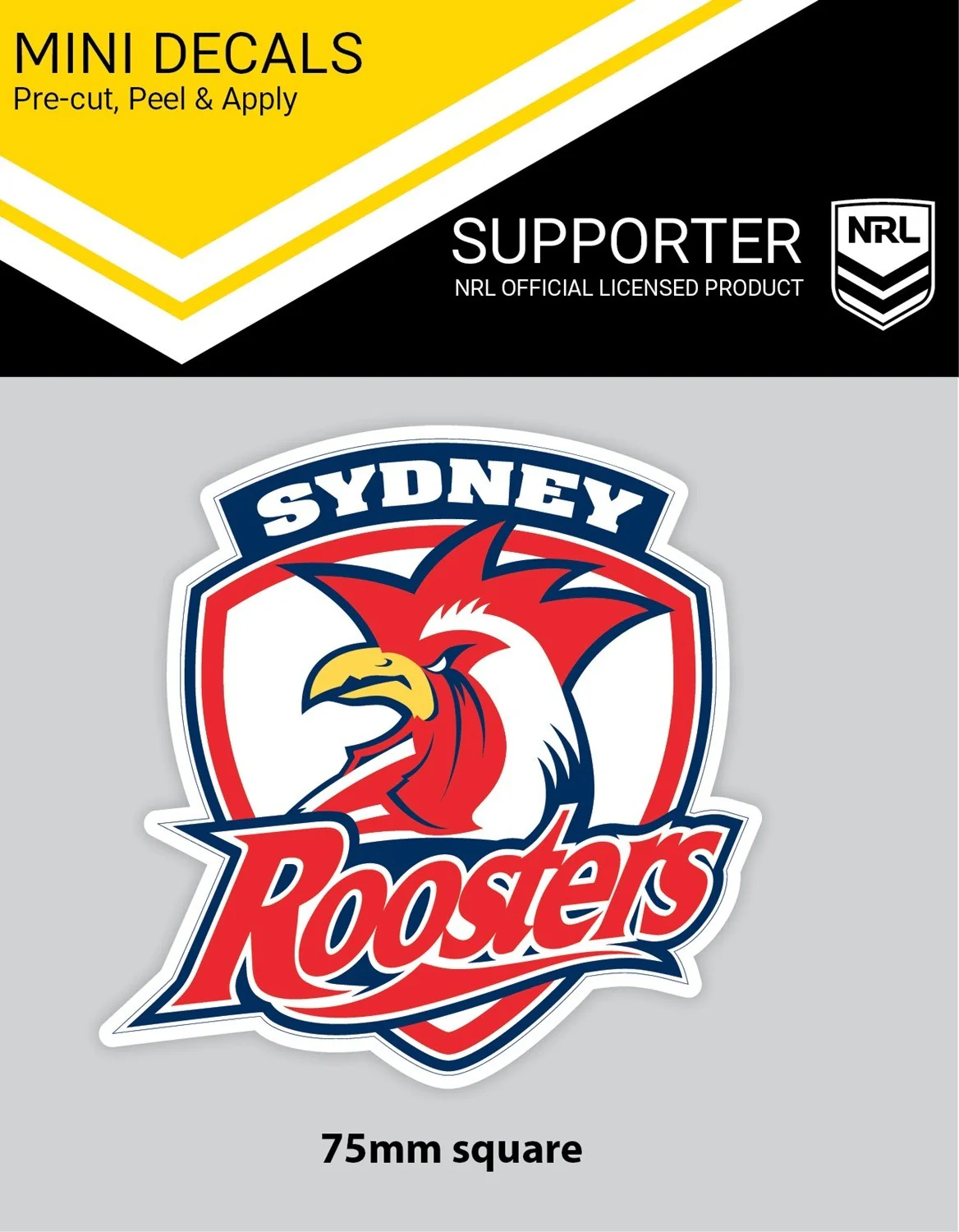 NRL Mini Decal - Sydney Roosters - Single Sticker - Image 2