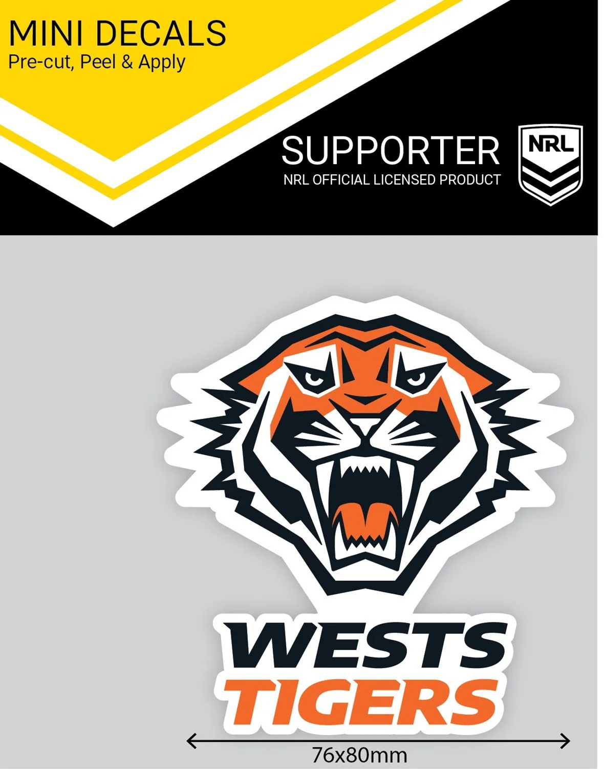 NRL Mini Decal - West Tigers - Single Sticker