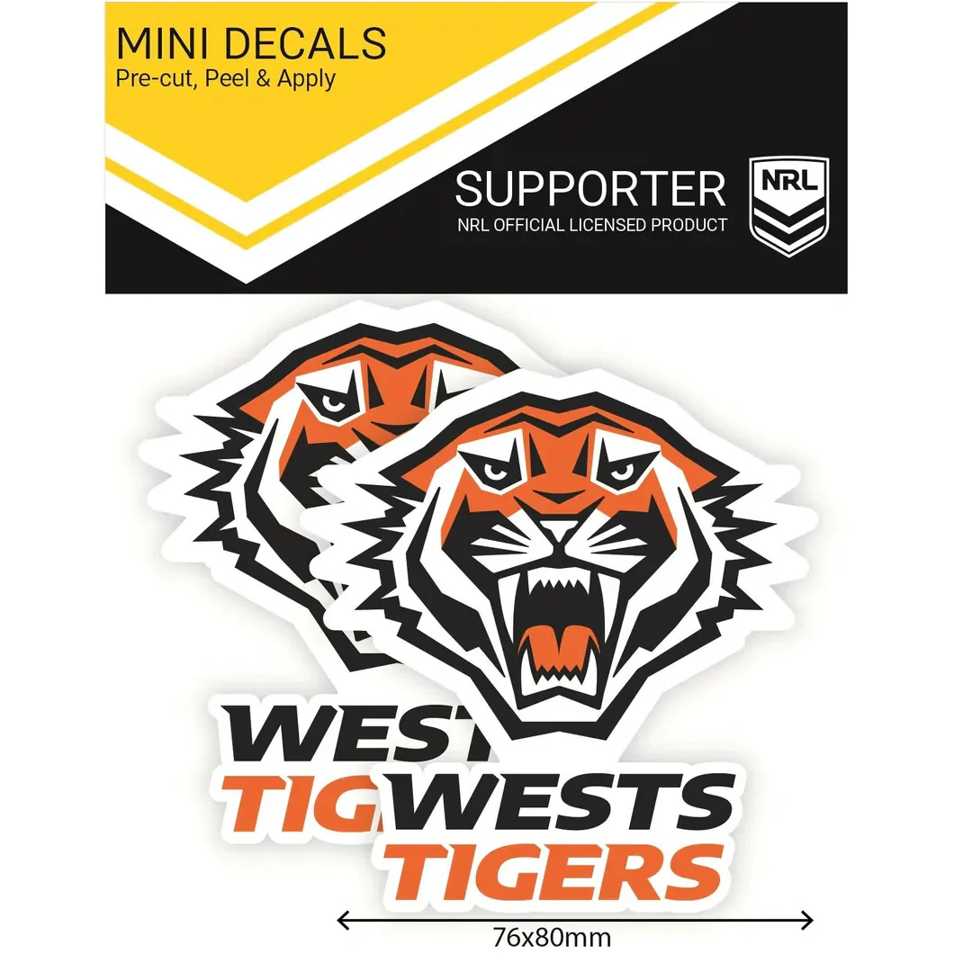 NRL Mini Decal - West Tigers - Sticker Set Of 2 - 8x7cm - Image 2