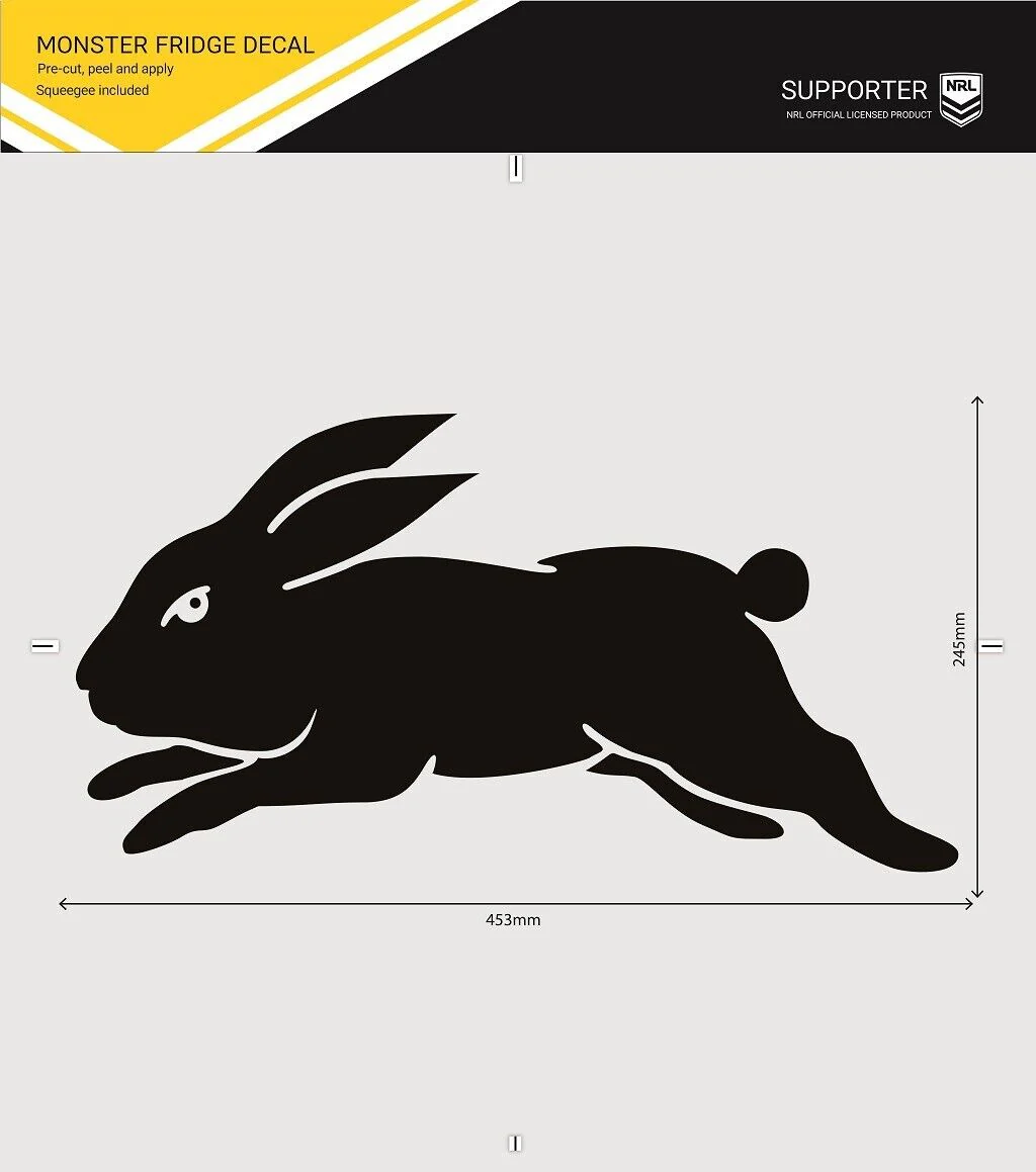 NRL New Fridge Decal - South Sydney Rabbitohs - Team Logo Sticker - 442x459mm - Image 2