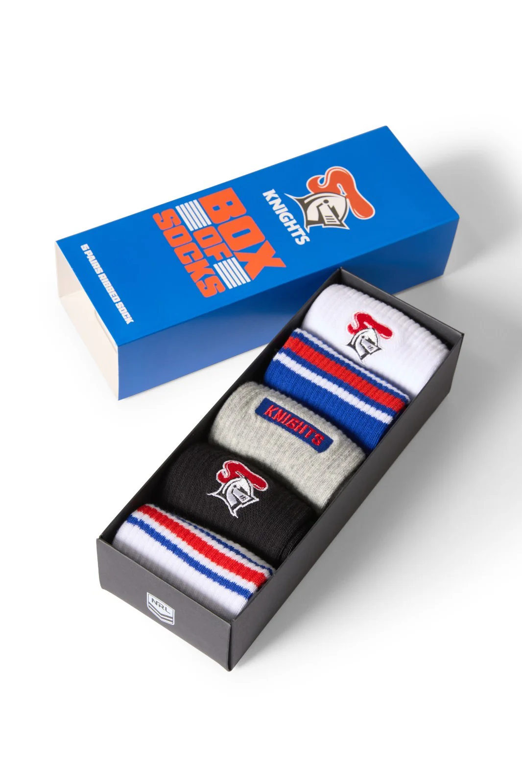 NRL Newcastle Knights - Box Of 5 Socks Gift Boxed - One Size Fits Most