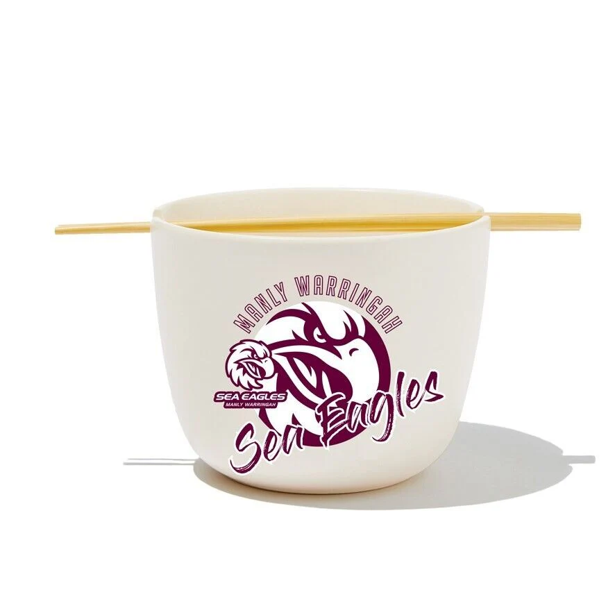 NRL Noodle Bowl with Chopsticks - Manly Sea Eagles - Ceramic - 490ml