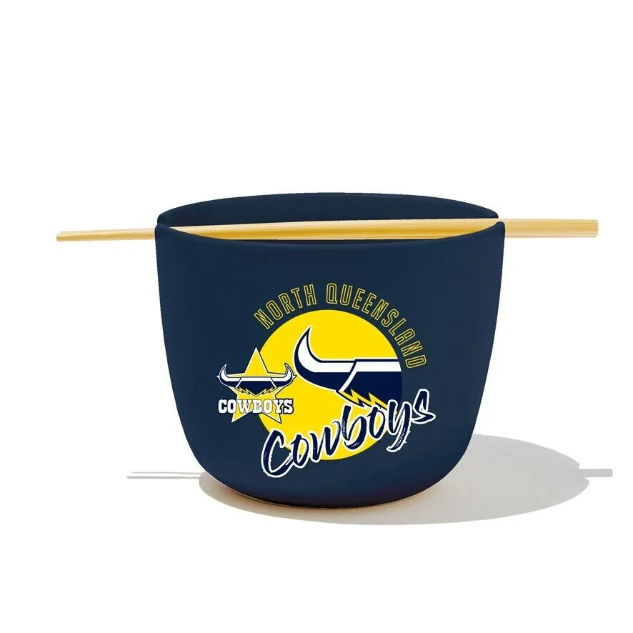 NRL Noodle Bowl with Chopsticks - North Queensland Cowboys - Ceramic - 490ml - Image 2