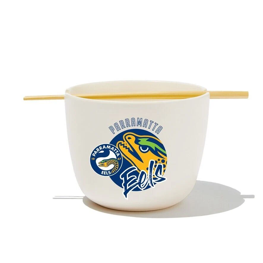 NRL Noodle Bowl with Chopsticks - Parramatta Eels - Ceramic - 490ml - Image 2