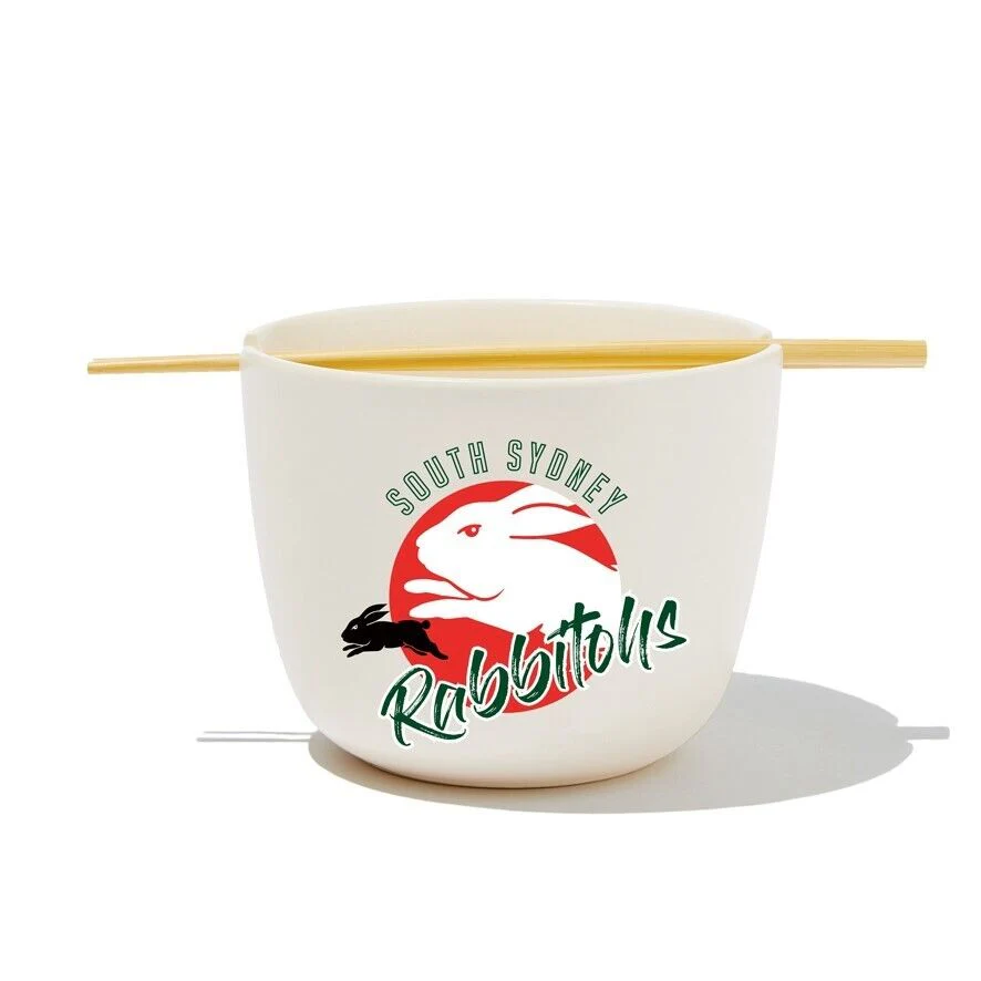 NRL Noodle Bowl with Chopsticks - South Sydney Rabbitohs - Ceramic - 490ml - Image 2