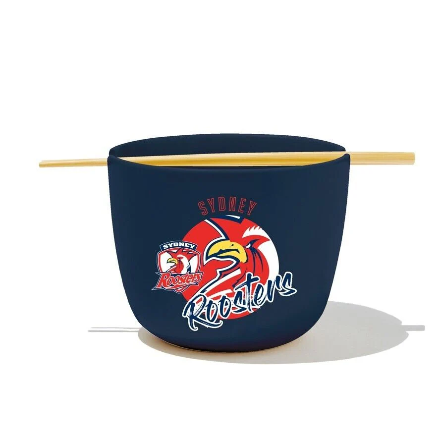 NRL Noodle Bowl with Chopsticks - Sydney Roosters - Ceramic - 490ml - Image 2
