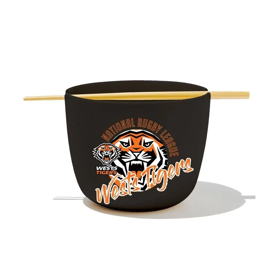 NRL Noodle Bowl with Chopsticks - West Tigers - Ceramic - 490ml - Image 2