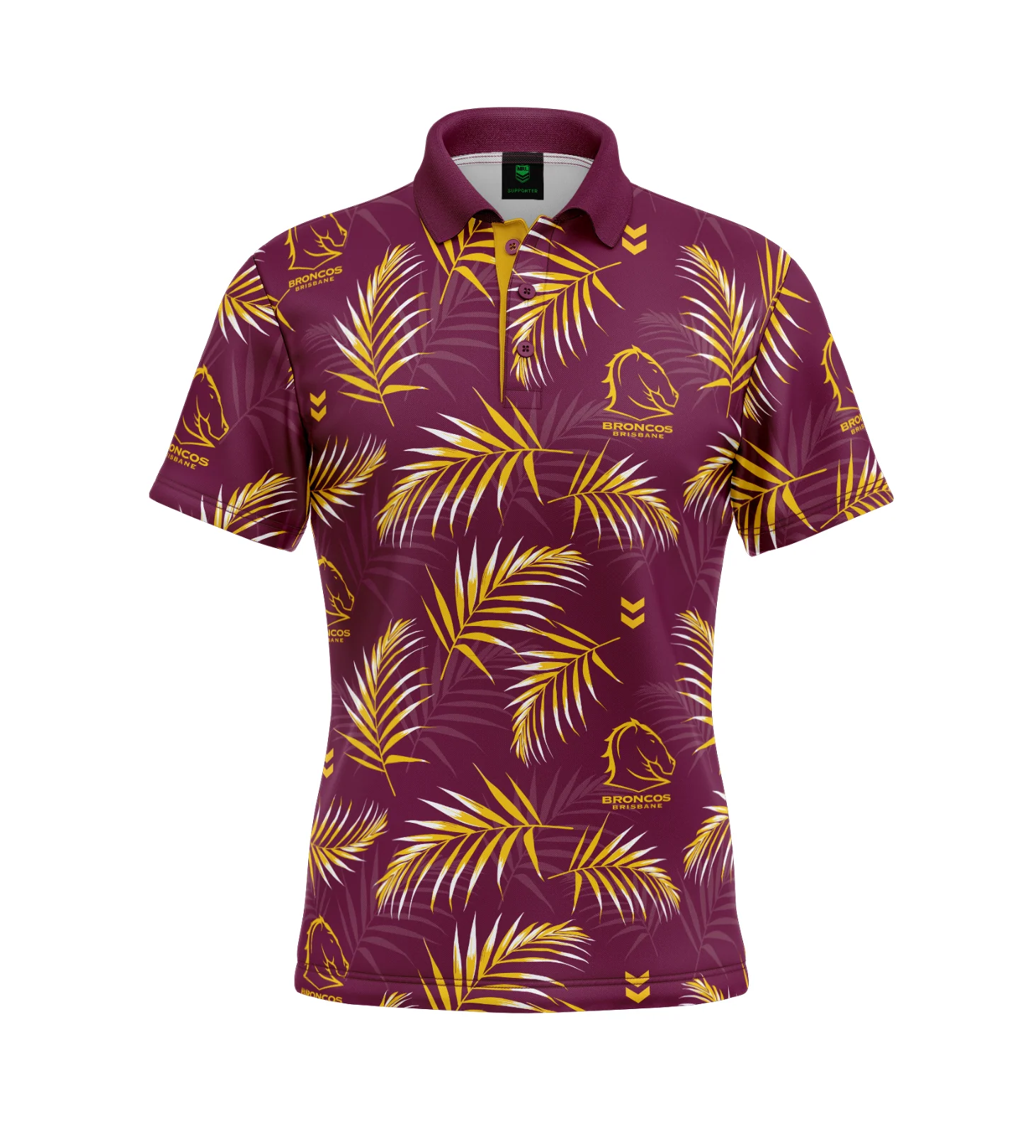 NRL 'Palm Beach' Golf Polo - Brisbane Broncos - Adult - Mens - Polo