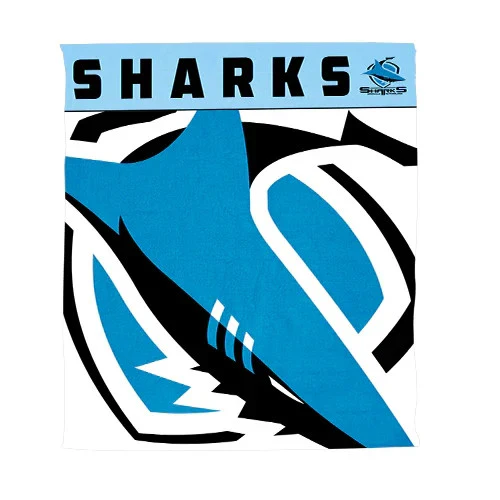 NRL Polar Fleece Blanket - Cronulla Sharks - 150x130cm - Rugby League