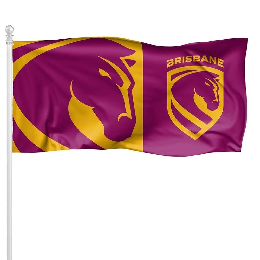 NRL Pole Flag - Brisbane Broncos - 90cm x 180cm - Steel Eyelet For Hanging - Image 2