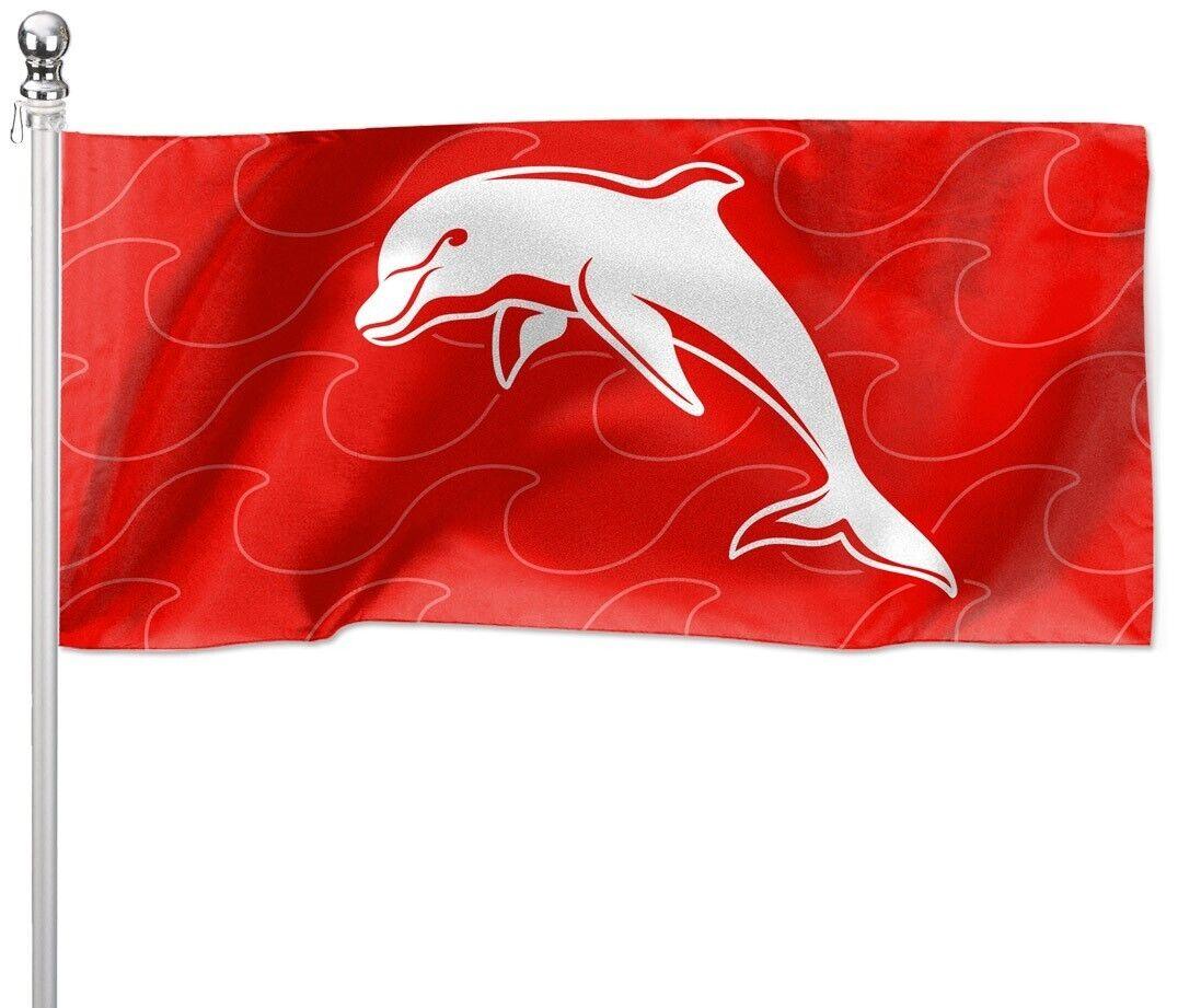 NRL Pole Flag - Dolphins - 90cm x 180cm - Steel Eyelets - Image 2