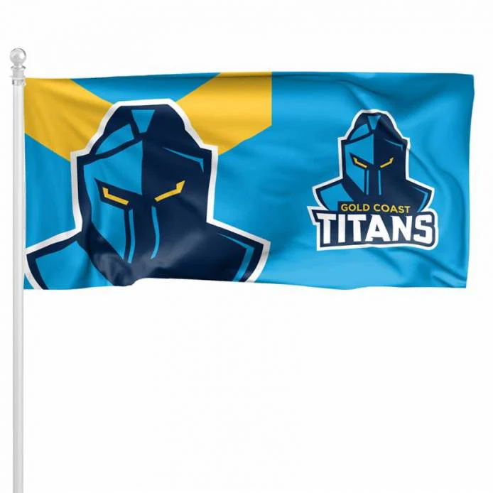 NRL Pole Flag - Gold Coast Titans - 90cm x 180cm - Steel Eyelets - Image 2