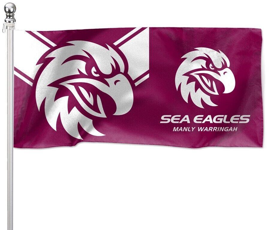 NRL Pole Flag - Manly Sea Eagles - 90cm x 180cm - Steel Eyelets - Image 2