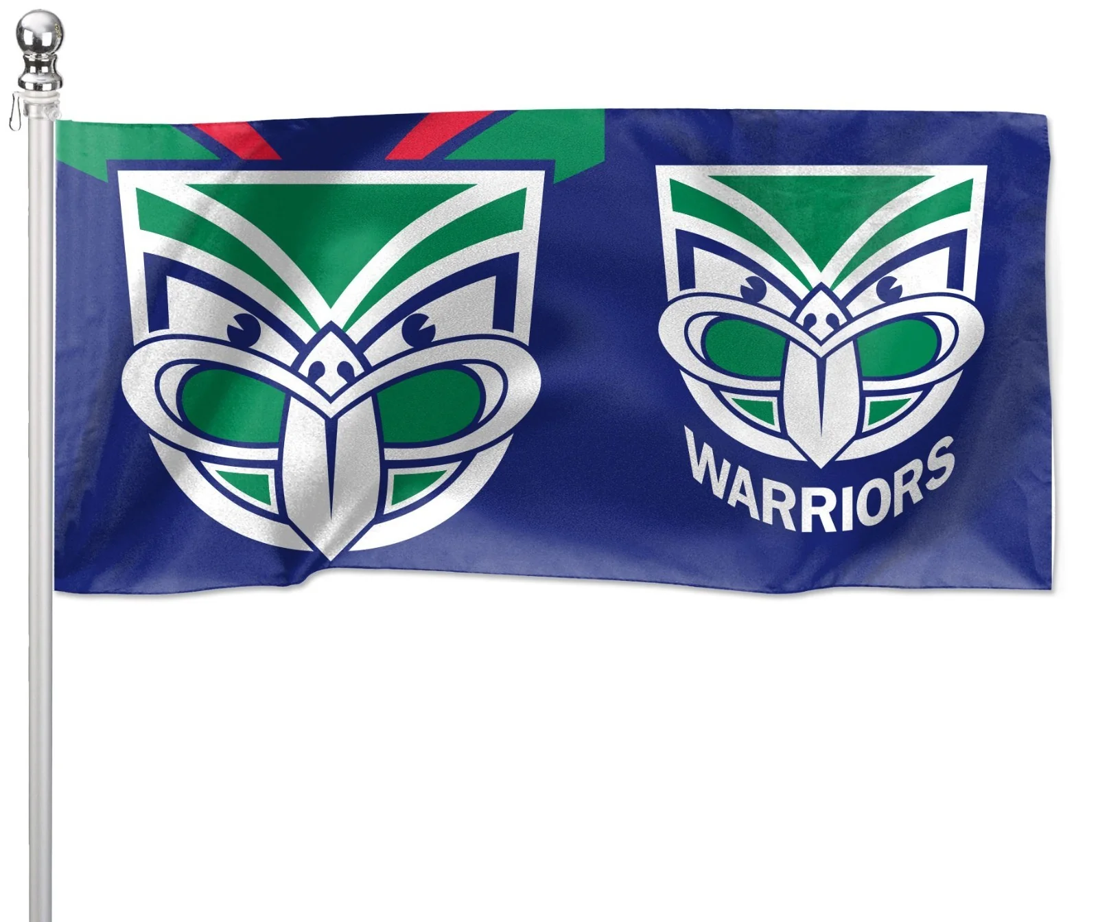 NRL Pole Flag - New Zealand Warriors - 90cm x 180cm - Steel Eyelet For Hanging