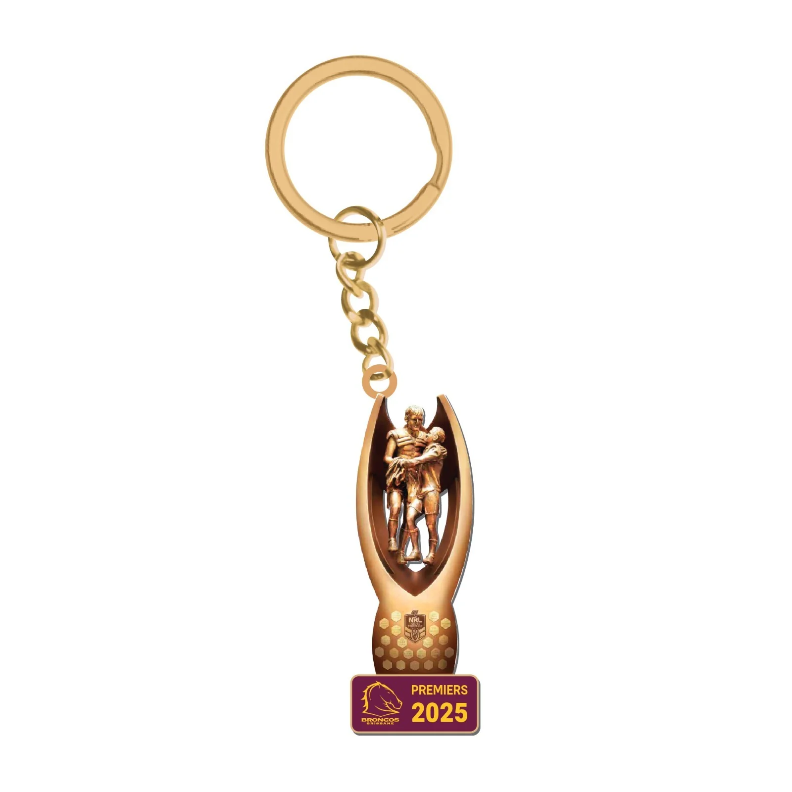 NRL Premiers Trophy Keyring - Brisbane Broncos - 2025 - Key Ring - Image 2