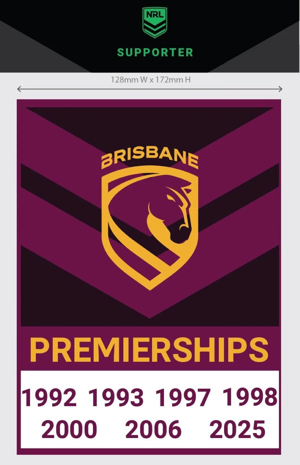 NRL Premiership History Decal - Brisbane Broncos - Premier Stickers - 2025 - Image 2