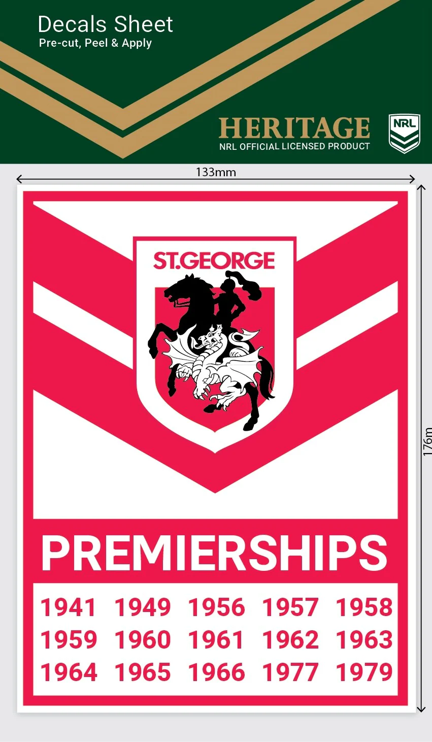 NRL Premiership History Decal - St George Illawarra Dragons - Heritage Stickers - Image 2