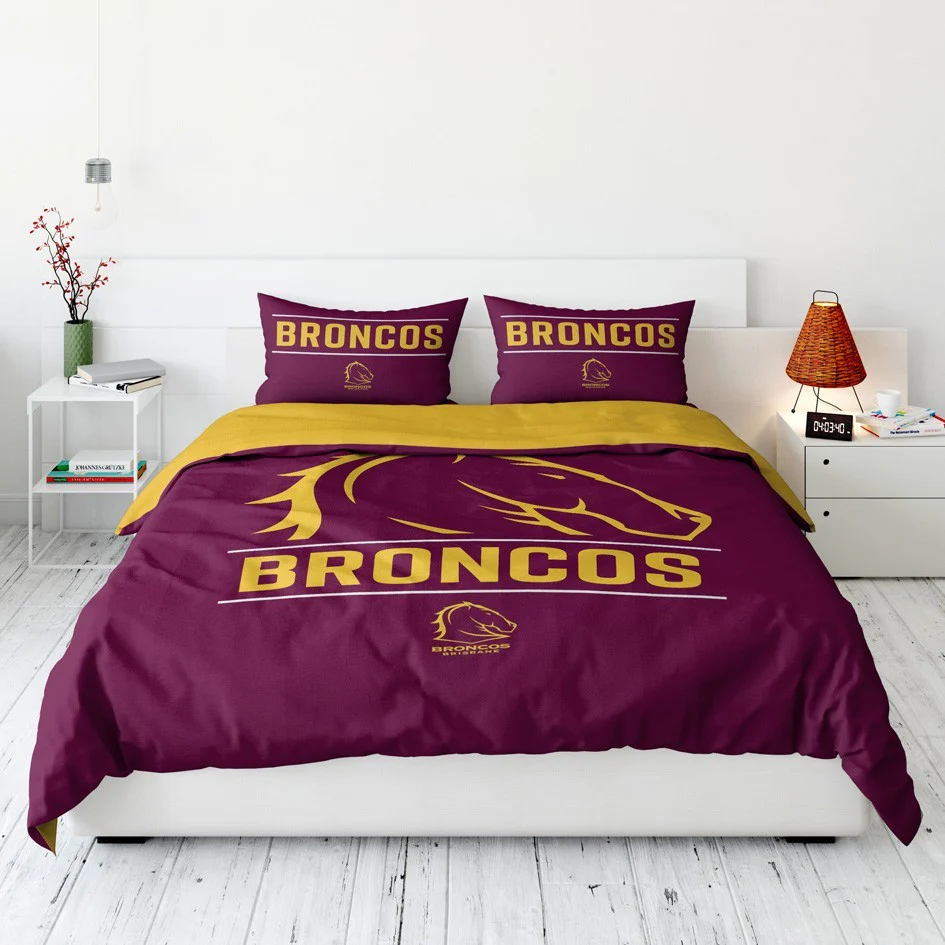NRL Quilt Cover Set - Brisbane Broncos - Doona Cover - Pillowcases