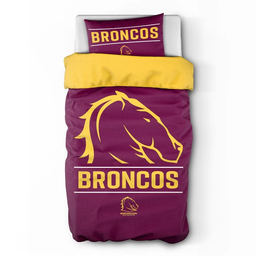 NRL Quilt Cover Set - Brisbane Broncos - Doona Cover - Pillowcases - Image 2