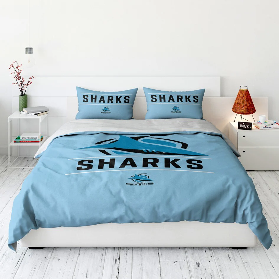 NRL Quilt Cover Set - Cronulla Sharks - Doona Cover - Pillowcases