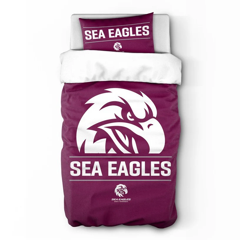 NRL Quilt Cover Set - Manly Sea Eagles - Doona Cover - Pillowcases - Image 3