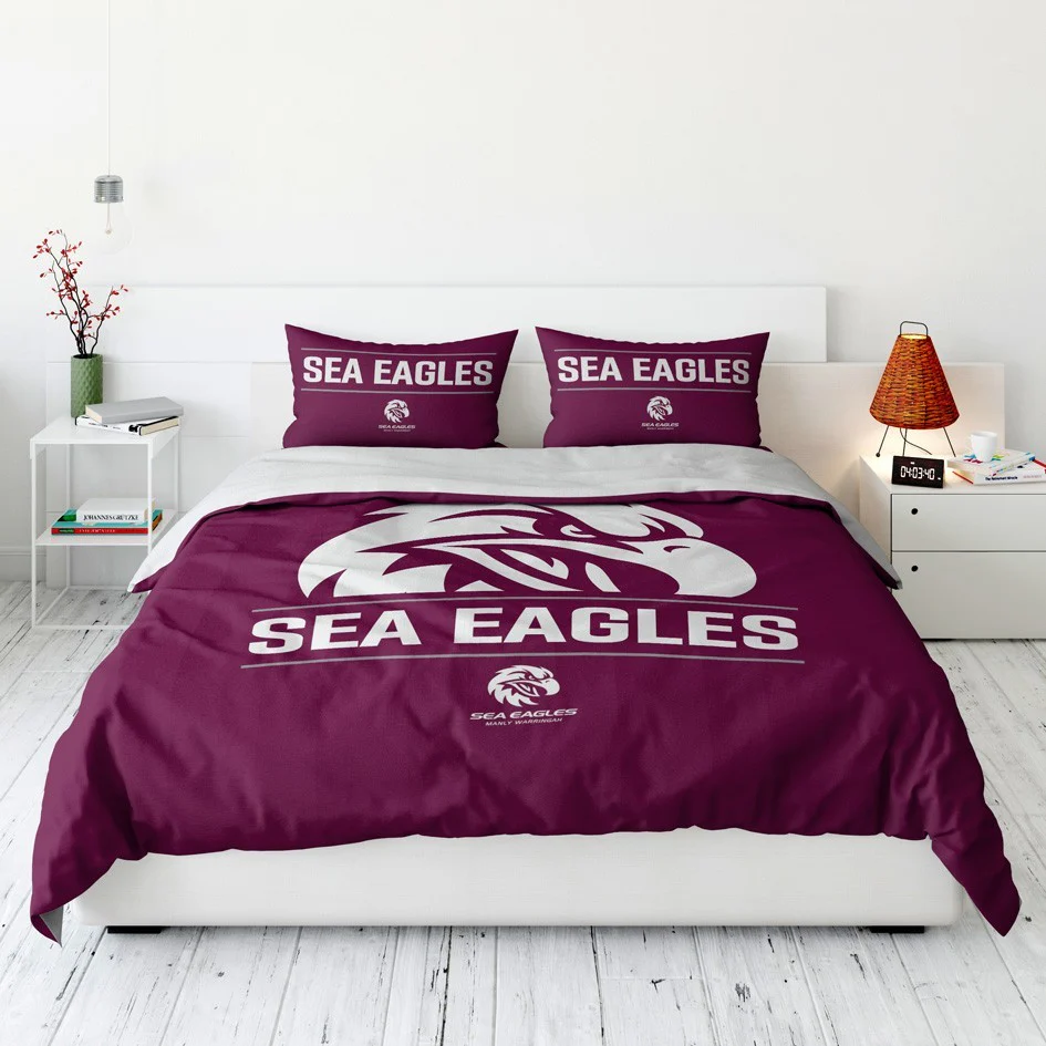 NRL Quilt Cover Set - Manly Sea Eagles - Doona Cover - Pillowcases - Image 6