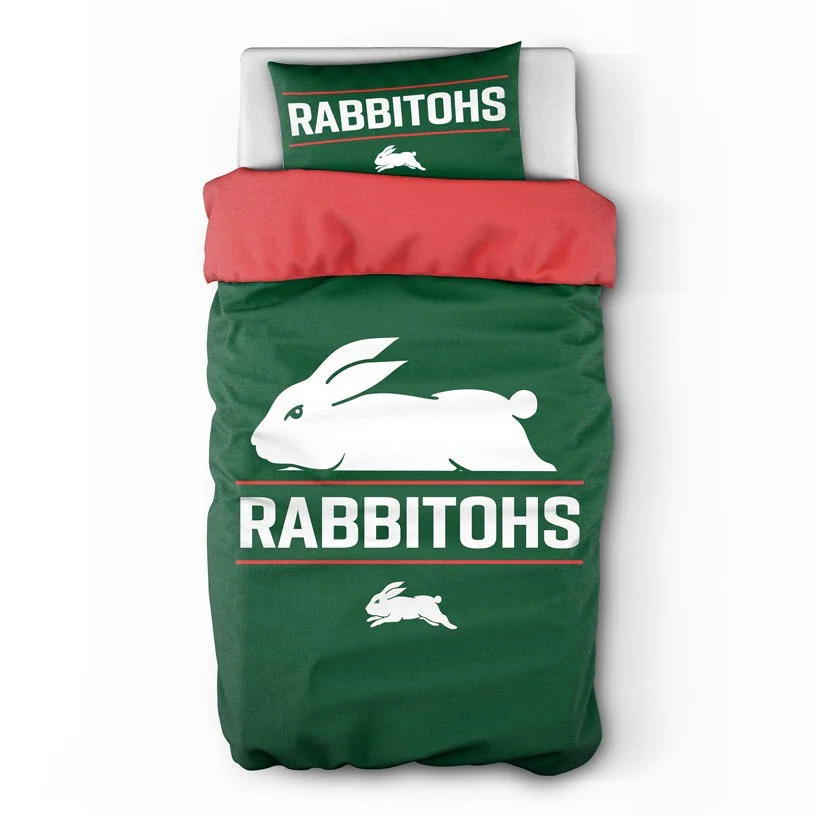 NRL Quilt Cover Set - South Sydney Rabbitohs - Doona Cover - Pillowcases - Image 3