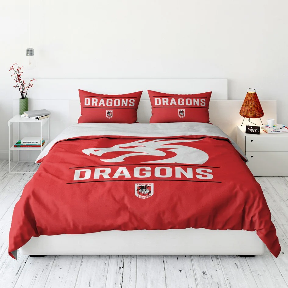 NRL Quilt Cover Set - St George Illawarra Dragons - Doona Cover - Pillowcases