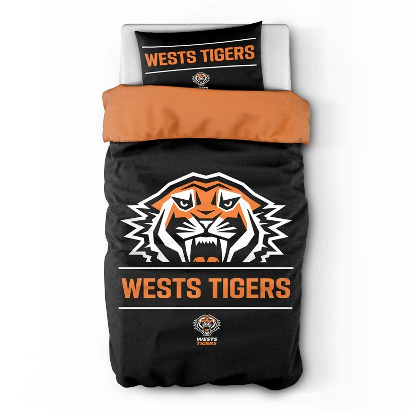 NRL Quilt Cover Set - West Tigers - Doona Cover - Pillowcases - Image 2