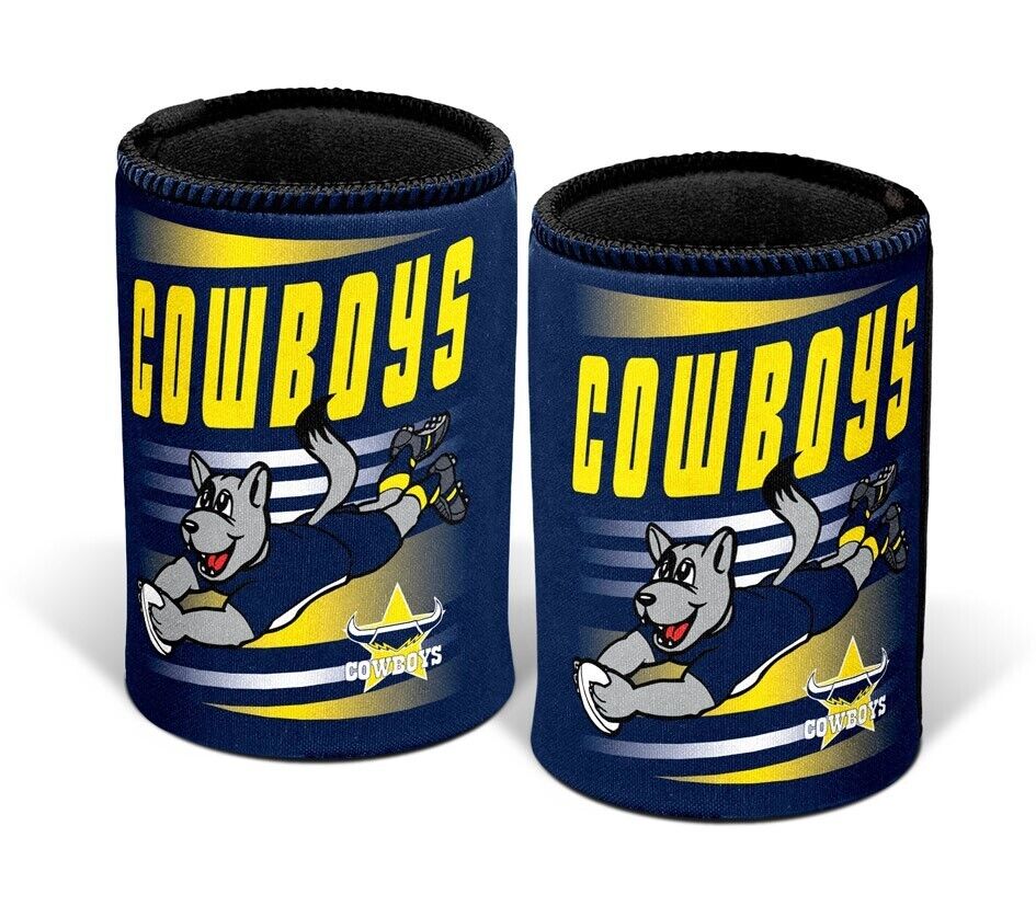 NRL Retro Stubby Can Cooler - North Queensland Cowboys - Drink - Rubber Base - Image 2